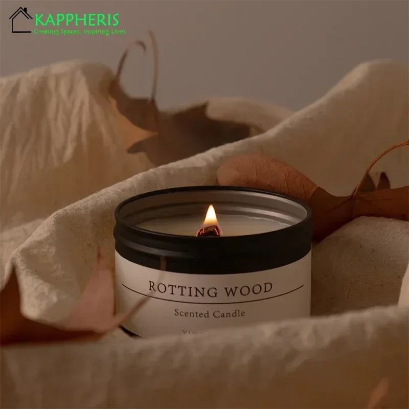 Black Tin Can Scented Aromatic Candles Wooden