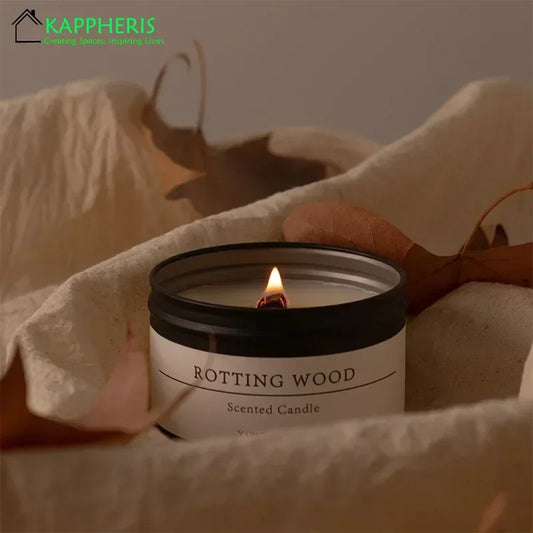 Black Tin Can Scented Aromatic Candles Wooden