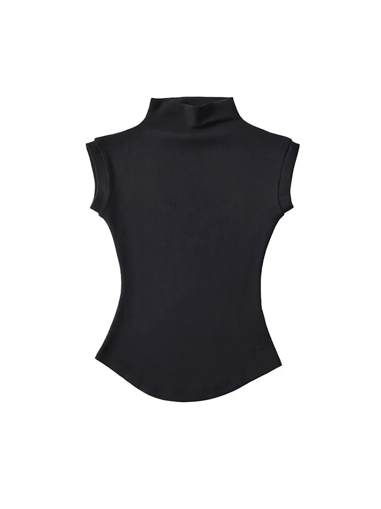 Women Summer Sexy Turtleneck Sleeveless T-Shirts