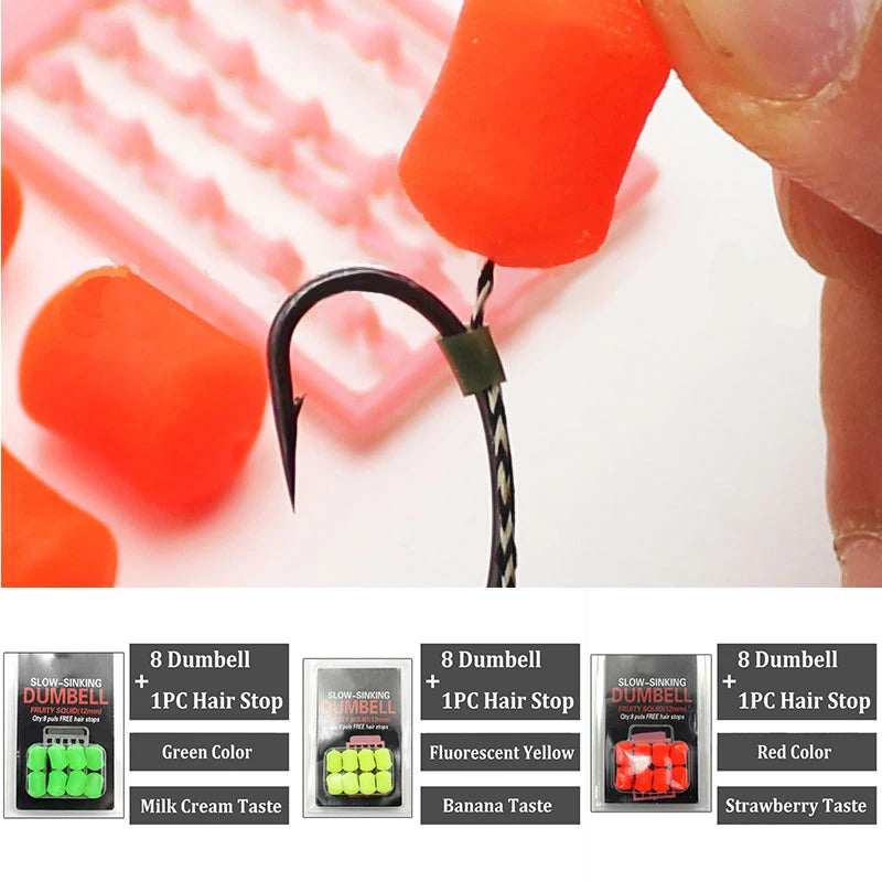 8Pcs/Pack 12mm Carp Fishing Bait Slow Sinking Dumbells Bait Fruity