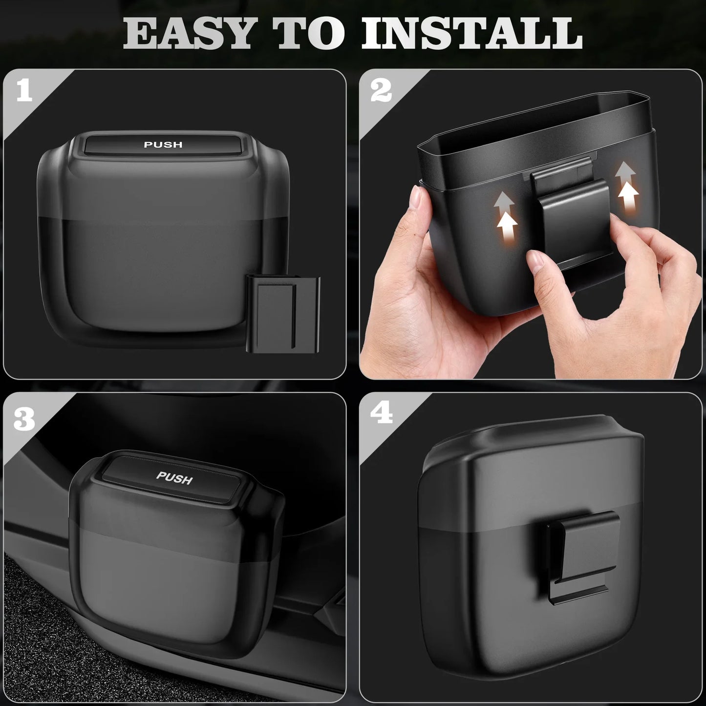Mini Car Trash Can Hanging Car Storage Box ABS Side Door Trash Can Integrated Built-in Trash Bag Auto Parts Interior Accessories