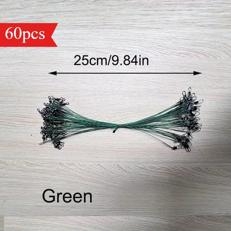 Ackibbik 60pcs Anti Bite Steel Fishing Line 15/25/30cm