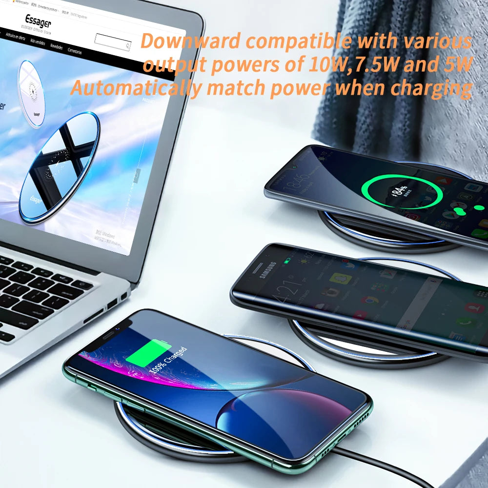 Essager 15W Qi Wireless Charger Fast Wireless Charging