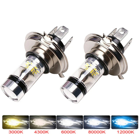 2Pcs Super Bright 100W H7 H4 LED Headlight