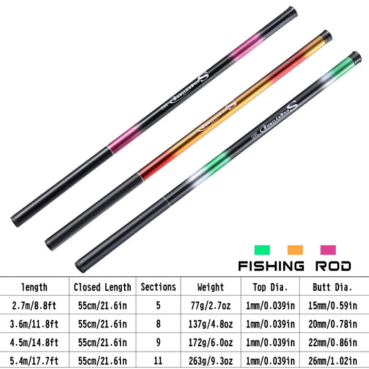 Sougayilang Carp Fishing Rod 2.7/3.6/4.5/5.4M Portable Ultra Light