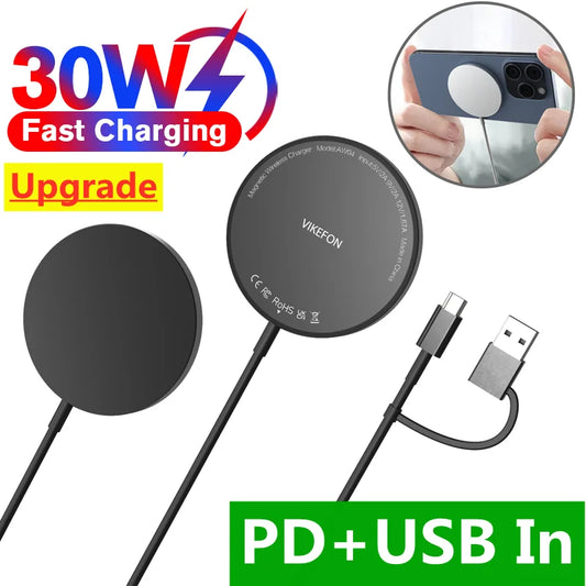 30W magnetische draadloze oplader PD Type C USB