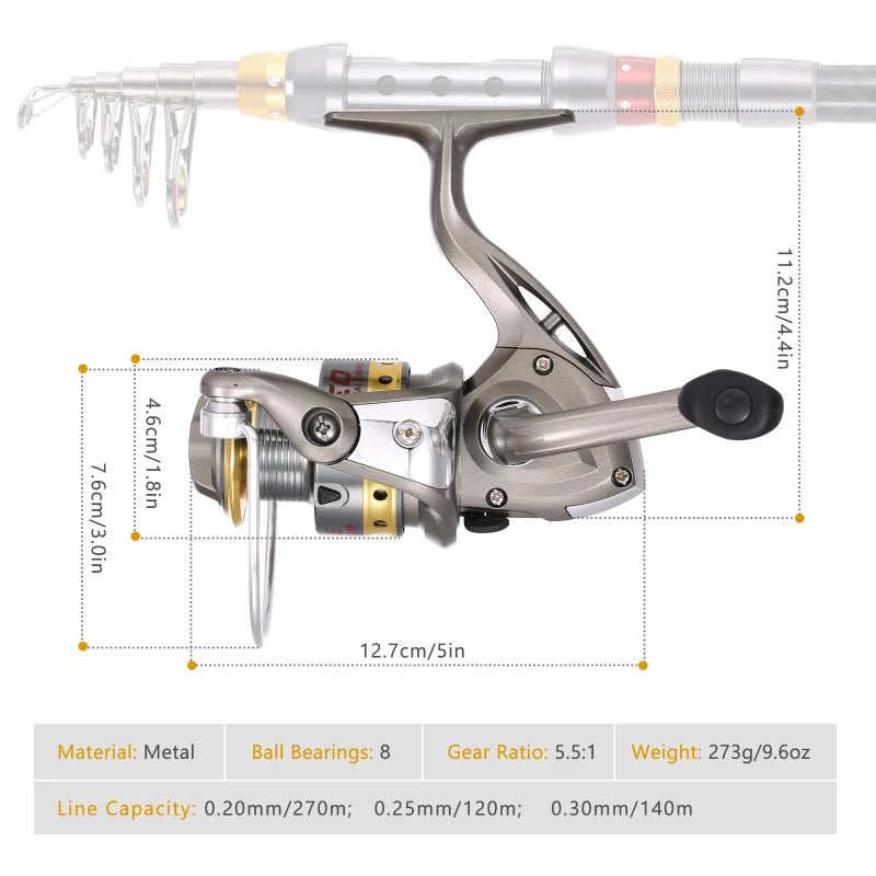 Lixada Telescopic Fishing Rod and Reel Combo
