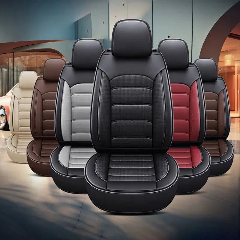 Car Seat Covers Full Set Breathable Leather Auto Front