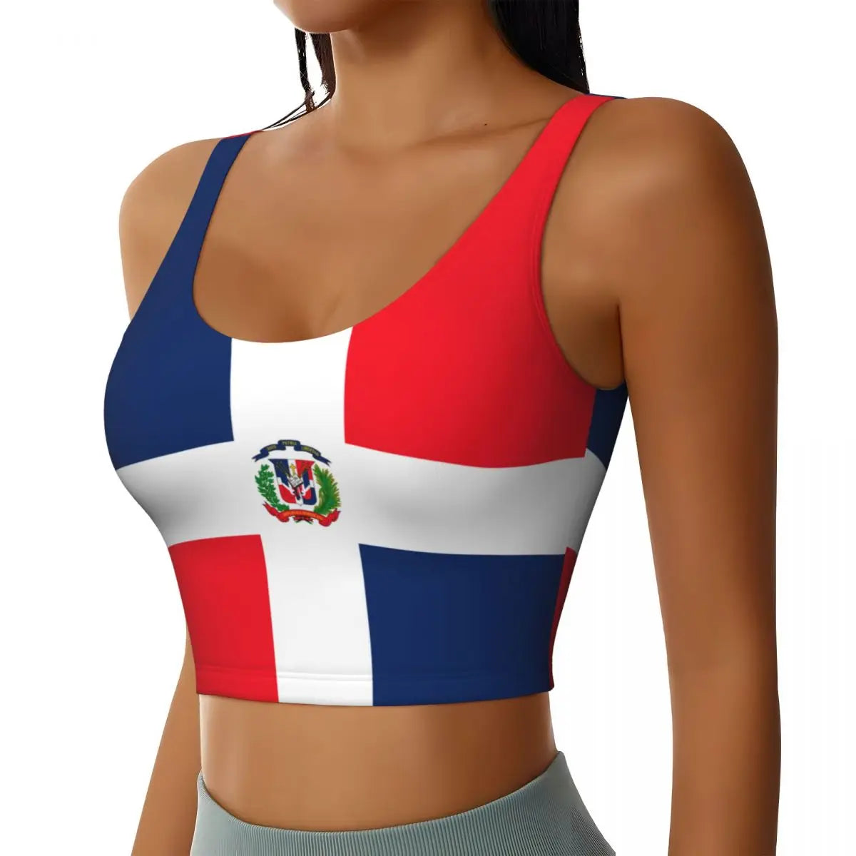 Women Sexy Sports Vest Dominica Flag Female