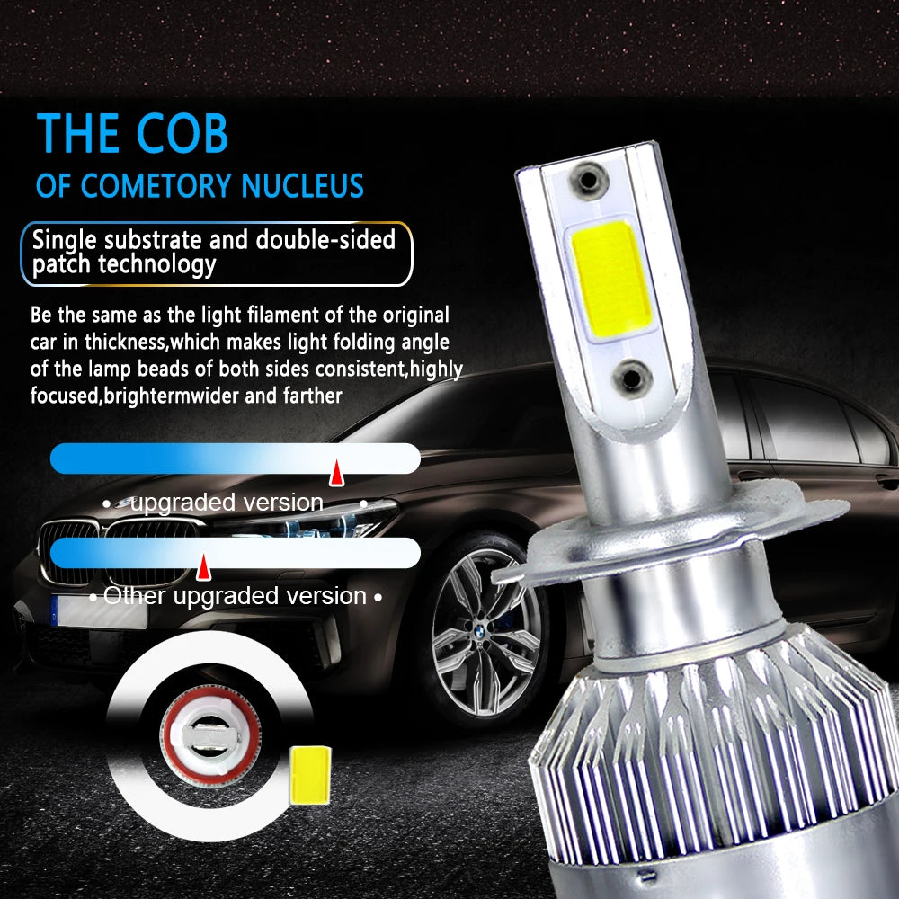 2pcs C6 72W H11 H4 Hi/Lo H1 H7 COB