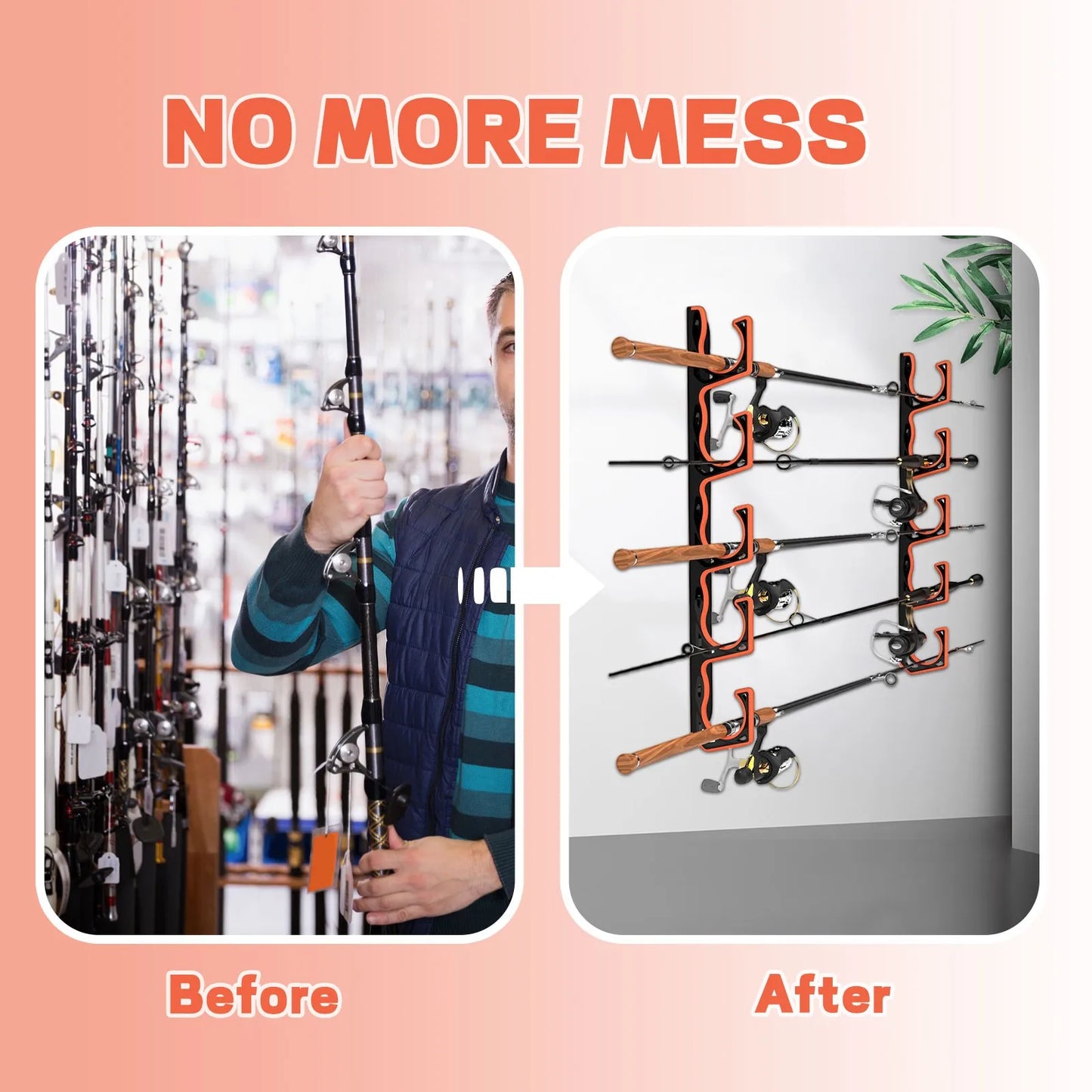 2PCS Fishing Rod Racks Wooden Fishing Rods