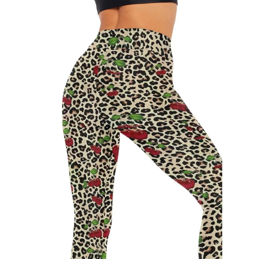 Yogabroek met hoge taille, luipaardprint,