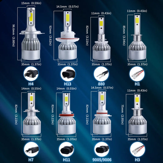 2x H7 LED H11 H4 Hi/Lo H1
