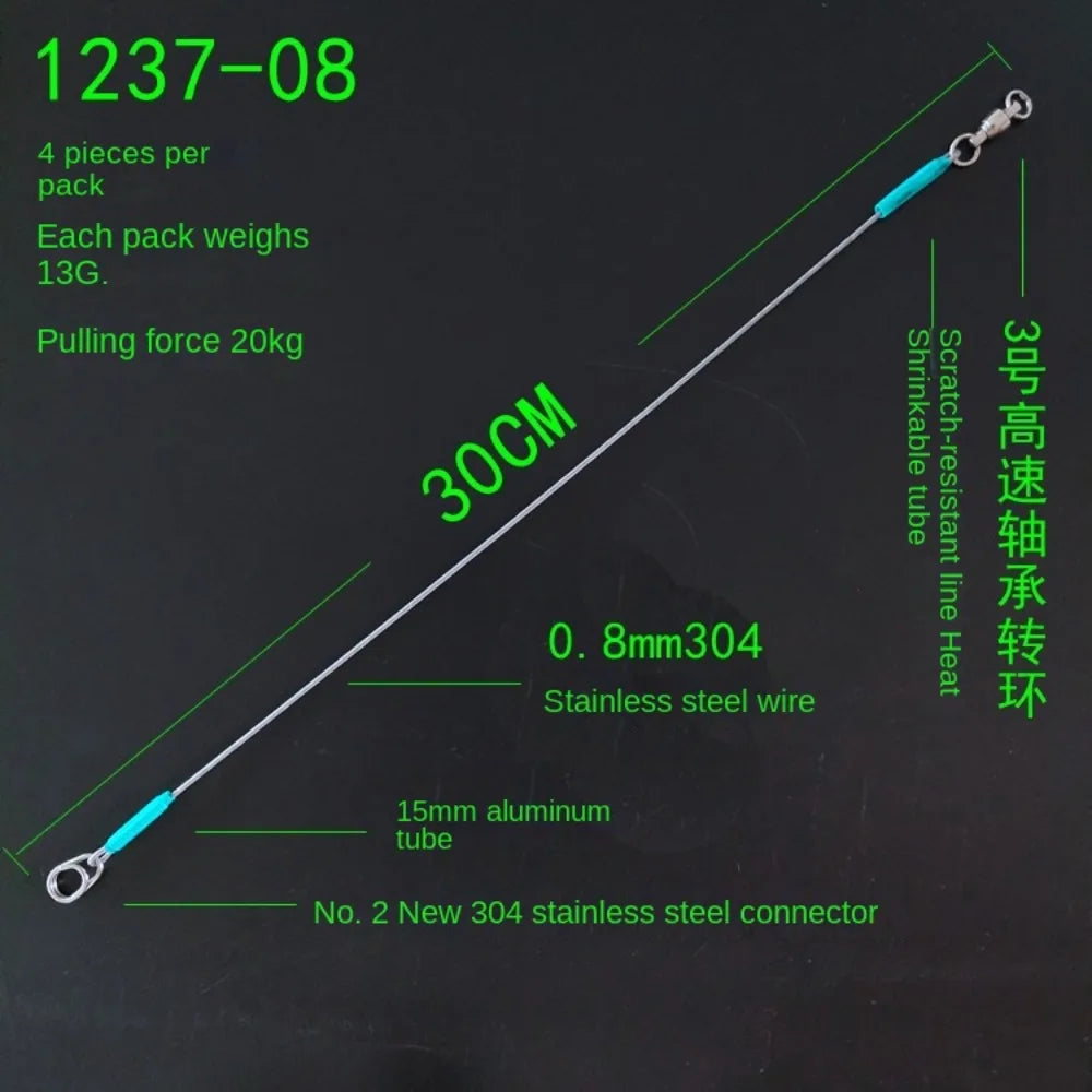 4PCS 7*7 strands Stainless Steel Wire Leader With Bearing