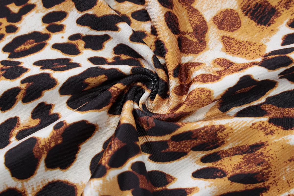 Sexy leopard print knee-length leggings for women