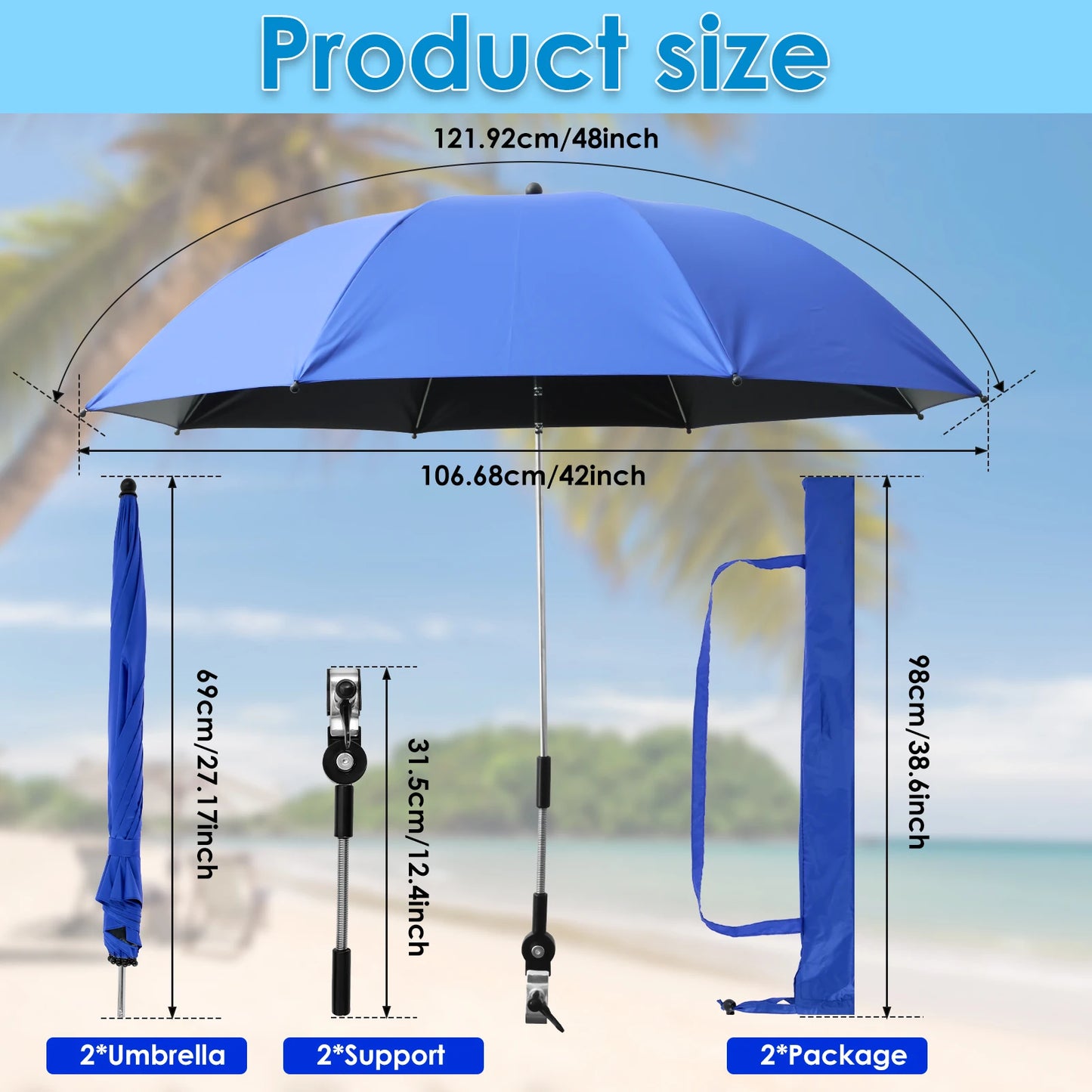 Beach Umbrella Adjustable Shade Umbrella Outdoor