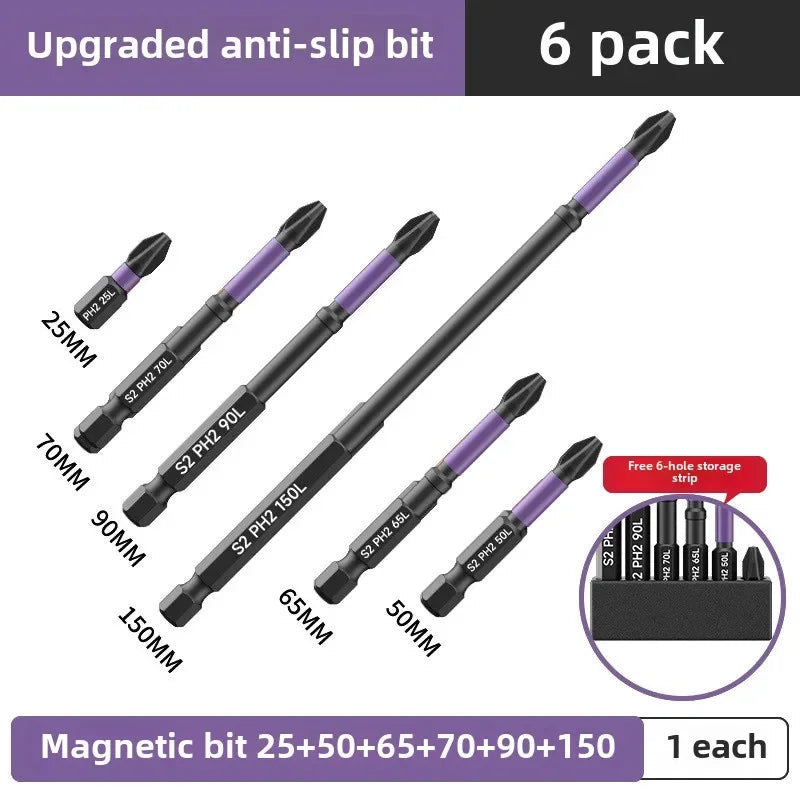6 Pcs Magnetic Screwdriver Bits Non-slip Shockproof