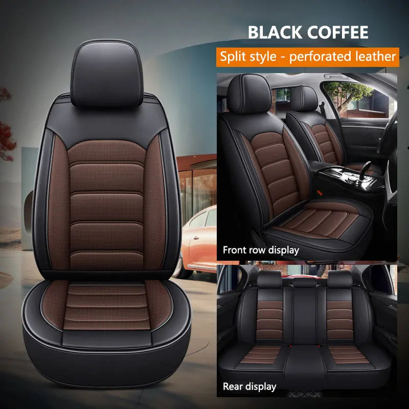 Car Seat Covers Full Set Breathable Leather Auto Front