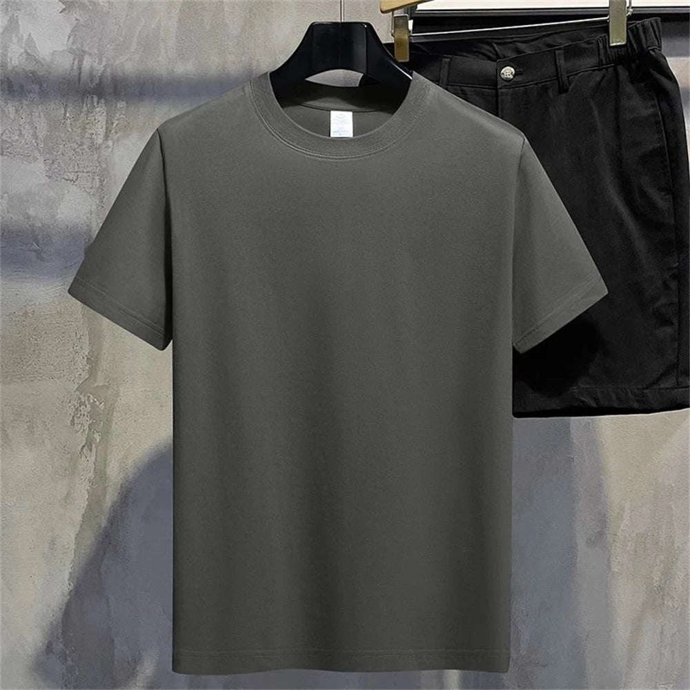 Men T Shirt Summer Cotton Tops Women Solid Color