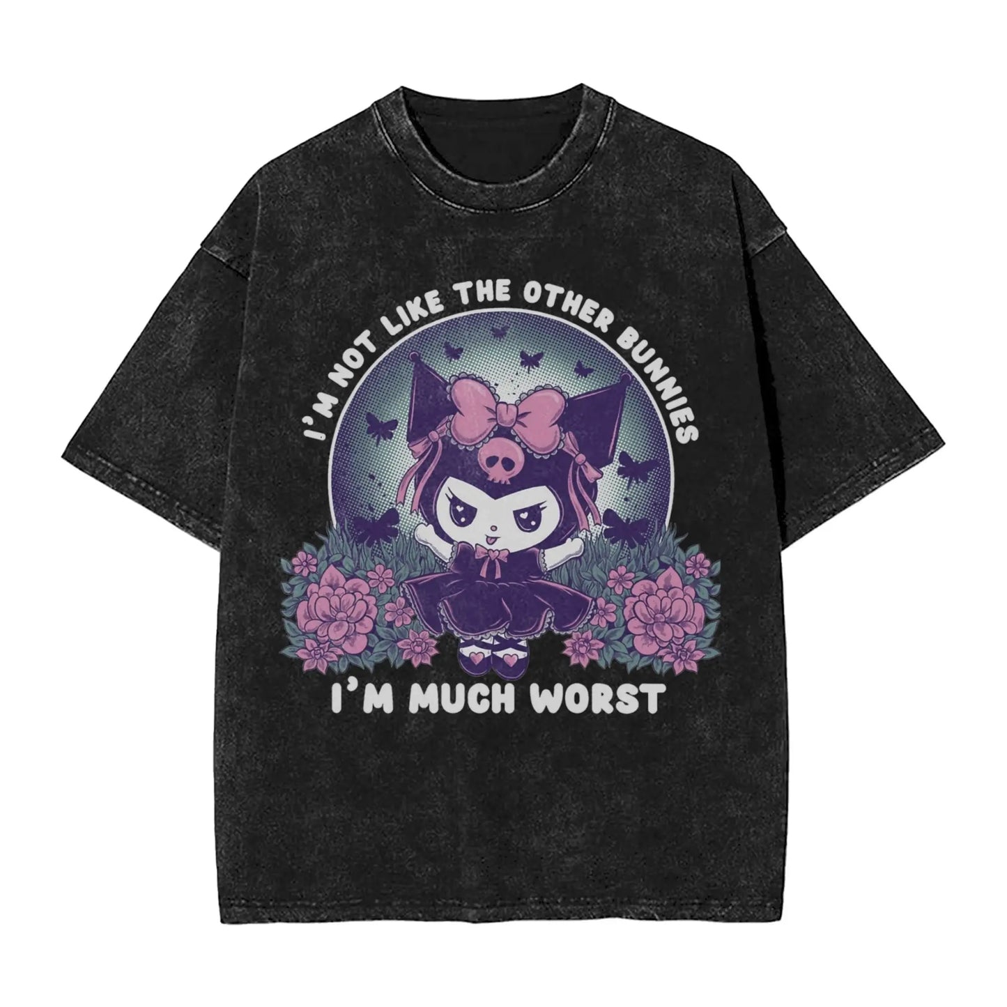 Washed T Shirts KORN KUROMI Y2K MOLOTOV Hip Hop T-Shirt