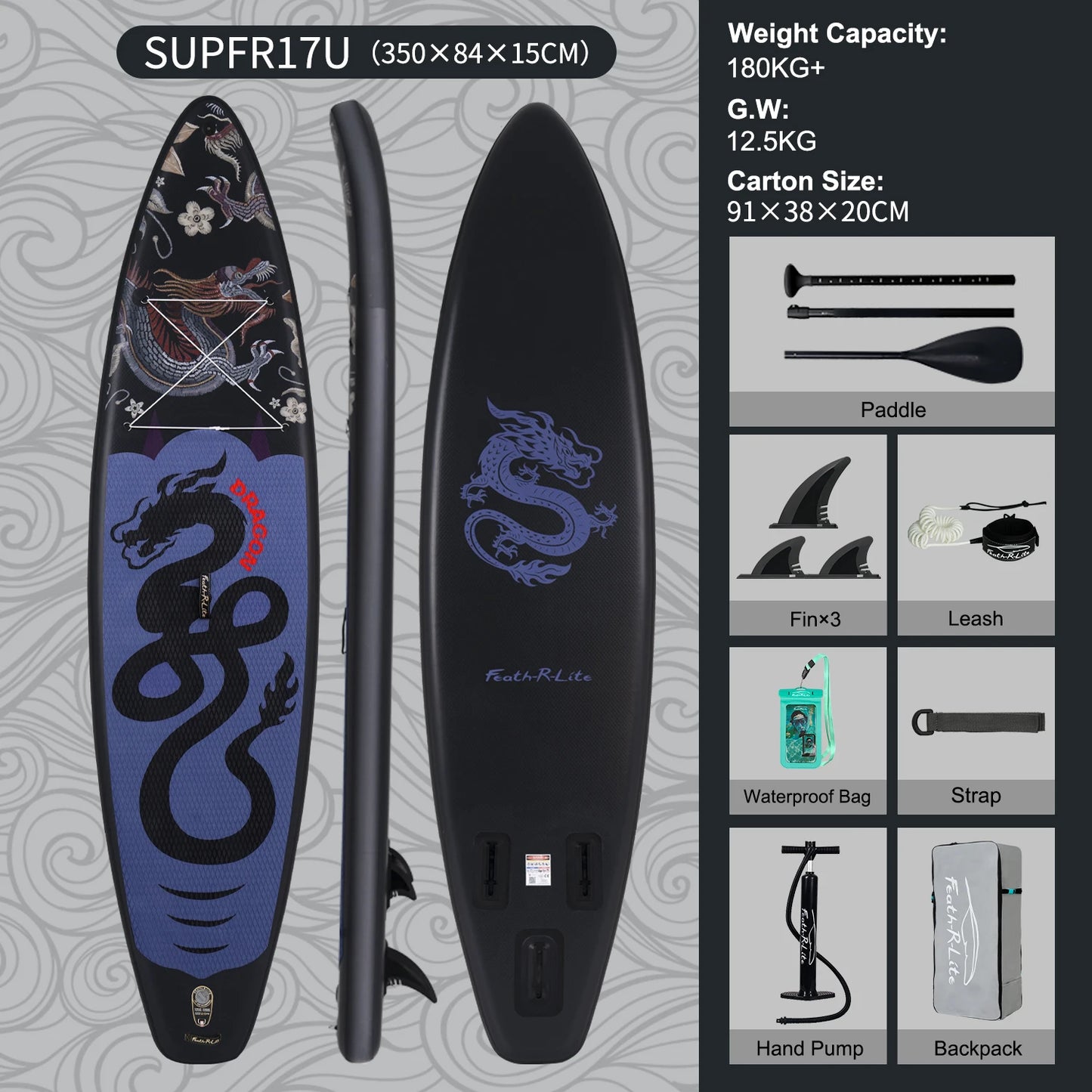 FunWater 11' Sup Board Inflatable Surfboard Stand Up Paddle Board