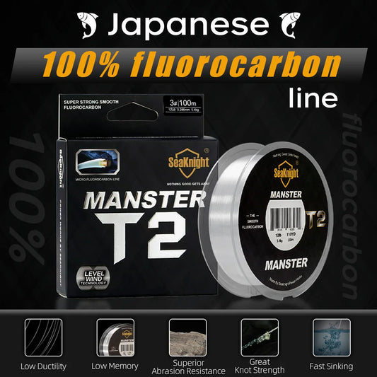 SeaKnight Brand MANSTER T2 Series 100% Fluorocarbon Fishing Line 100M