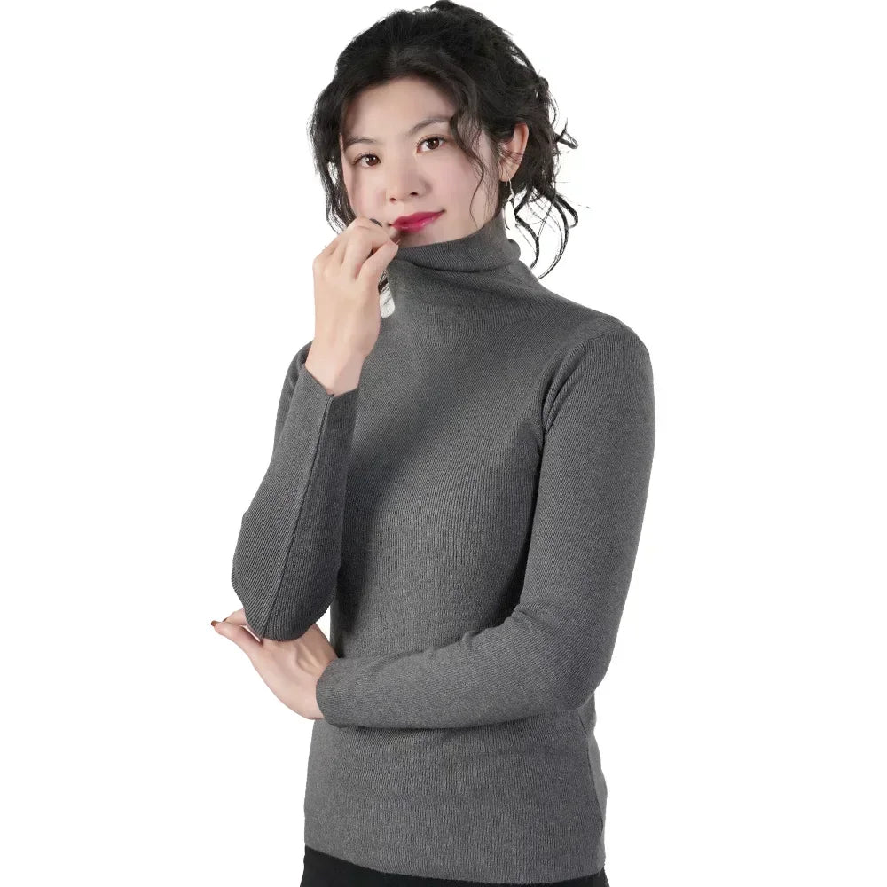 Women Sweater Winter Warm High Collar Knitwear Long Sleeve Slim Jumpers Woman Thermal Tops Clothes Pullover Turtleneck Sweaters
