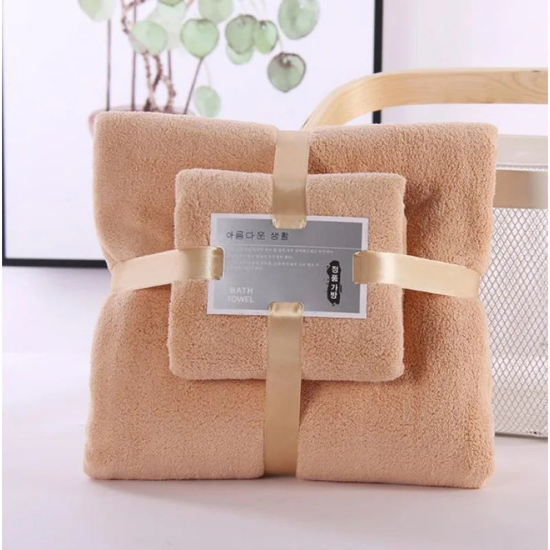 2PC Bath Towels Set Super Soft Highly Absorbent Quick-drying