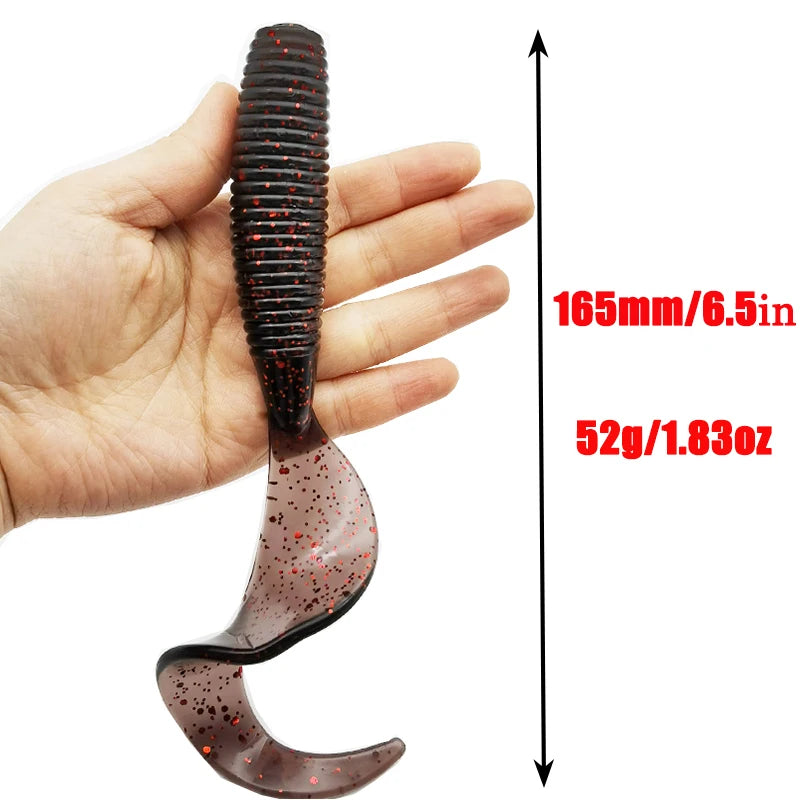 Fishing Lures 165mm/6.5in/52g Soft Artificial Bait Lures Bass Tail Fishing Gear
