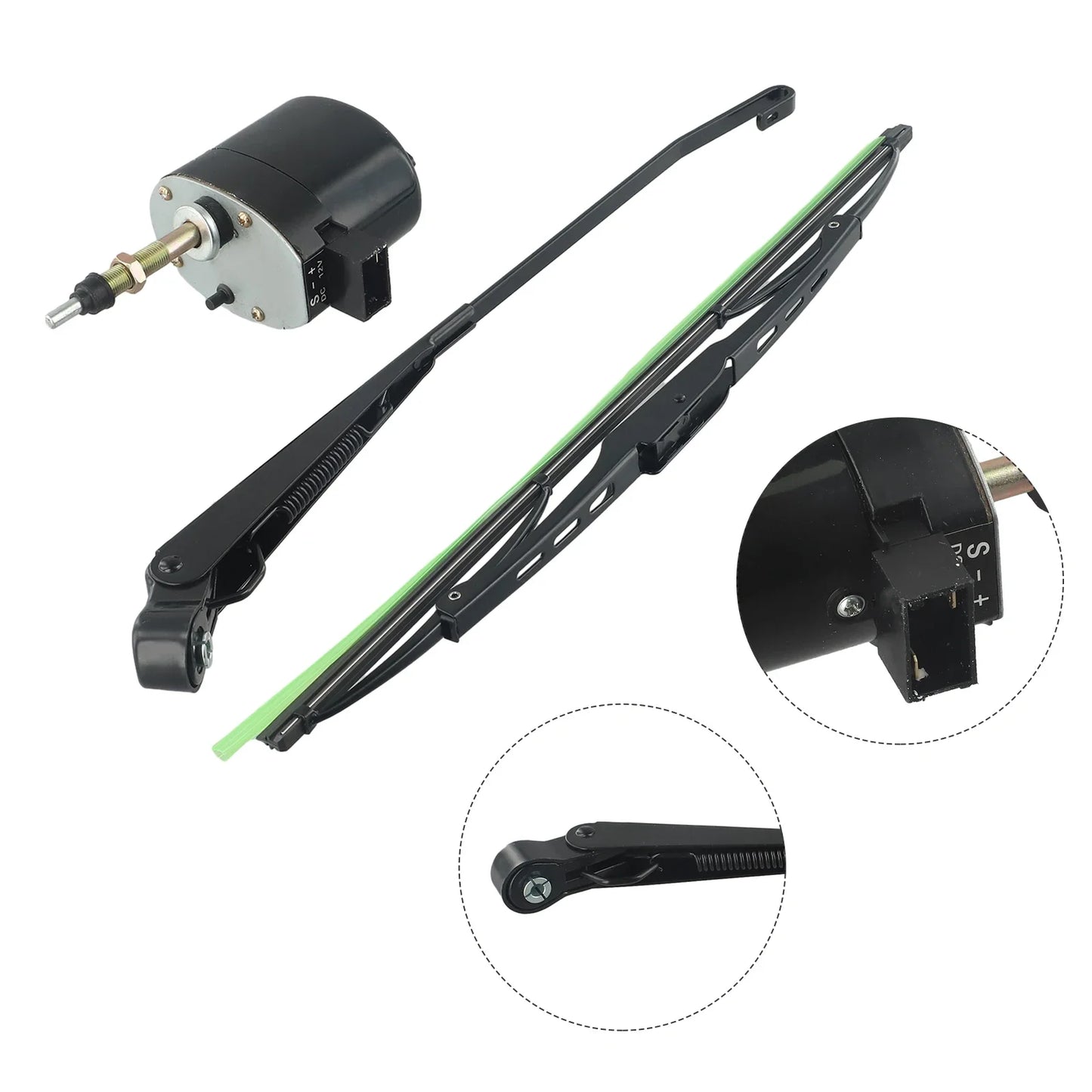 1 set 12V WindsHield ruitenwissermotor 105° blad voor tractor, boot, camper, auto-accessoires