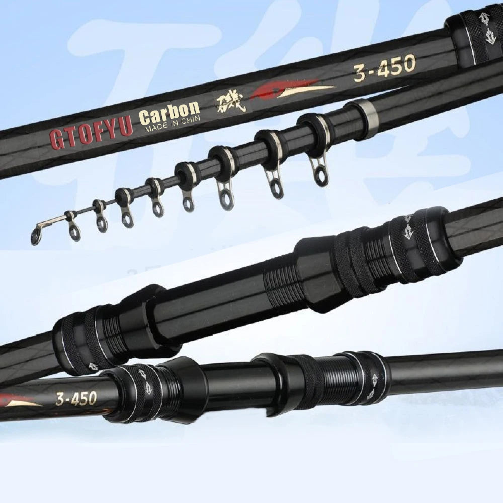 2.7M 3.6M 4.5M 5.4M 6.3M 7.2M Carbon Telescopic Rock Fishing Rod