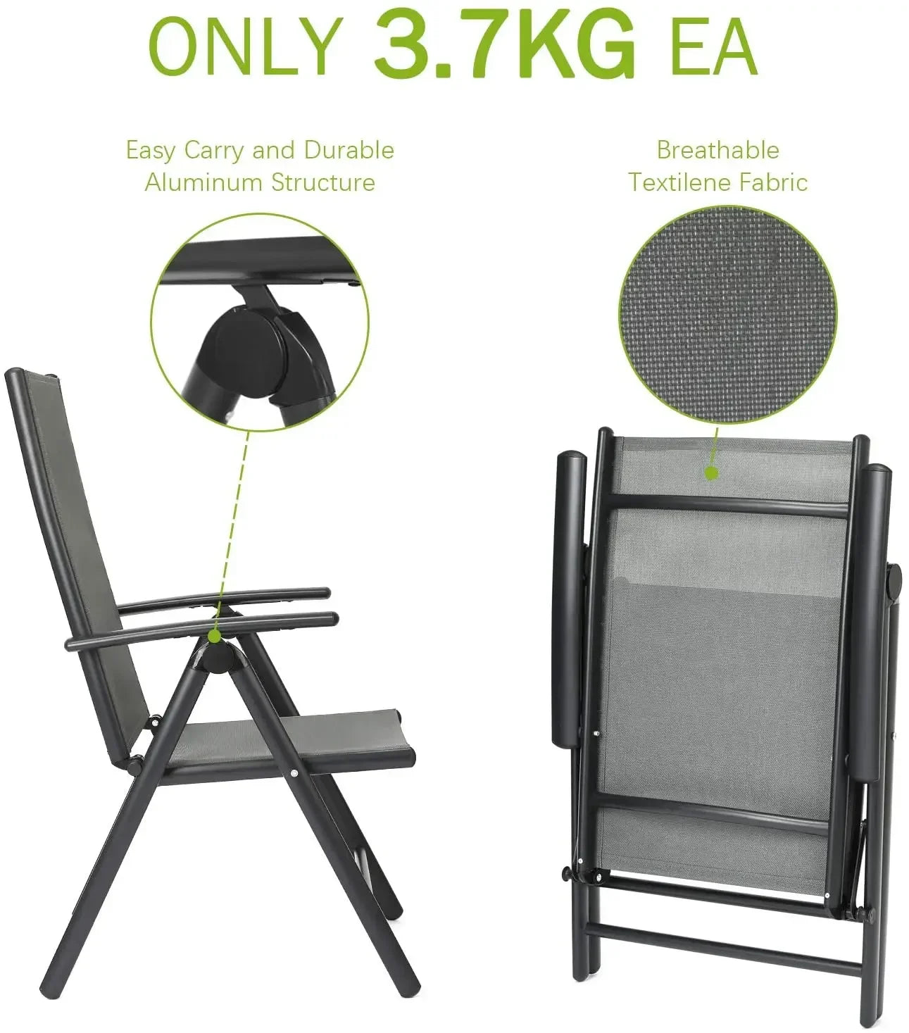 Homfa 2PC Balcony Chairs Set Garden Chairs Folding Chair 7-Way