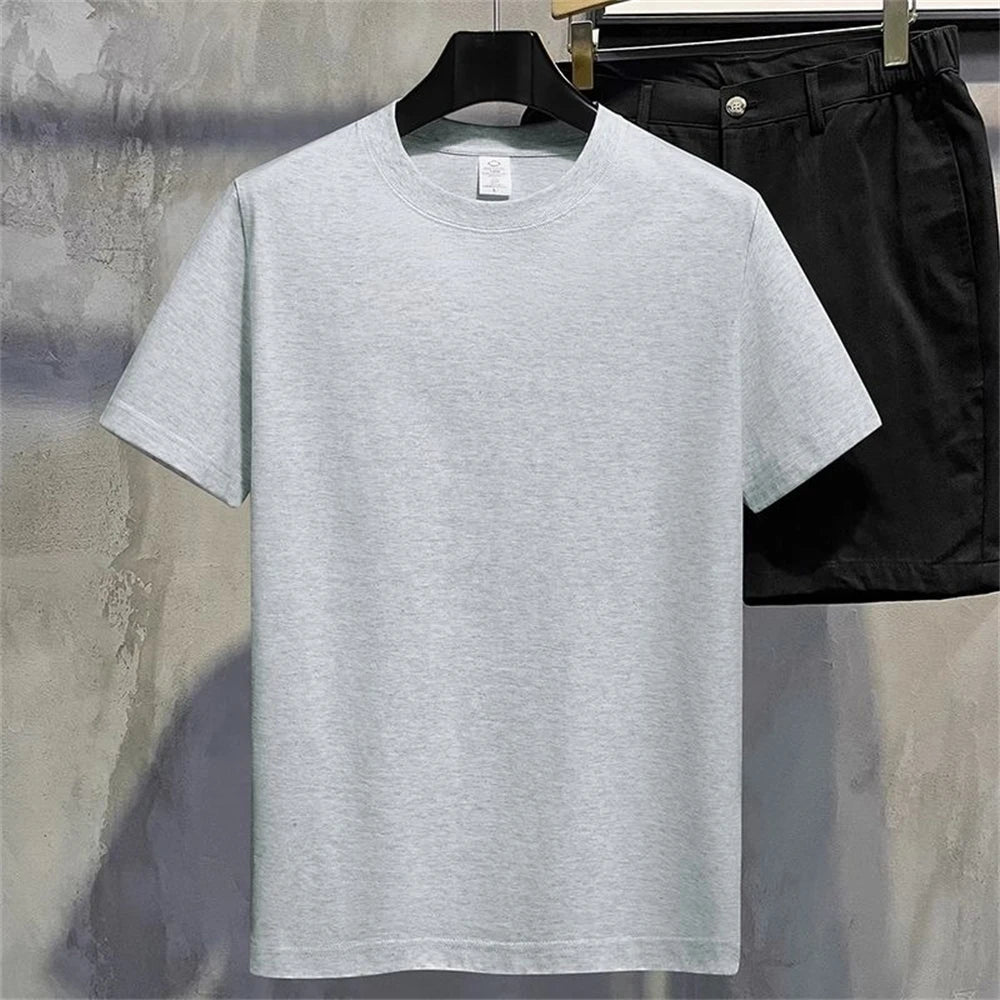 Men T Shirt Summer Cotton Tops Women Solid Color