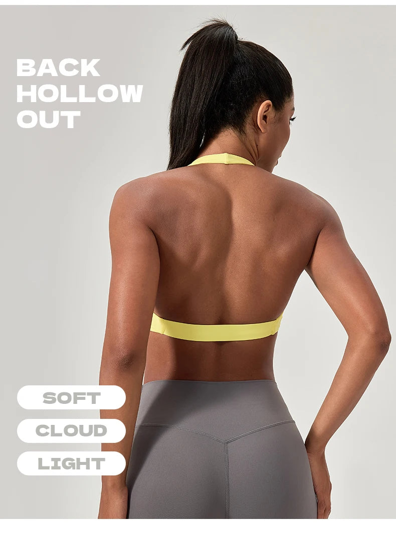 Sports Yoga Bra for Women Halter Neck with Stylish Back