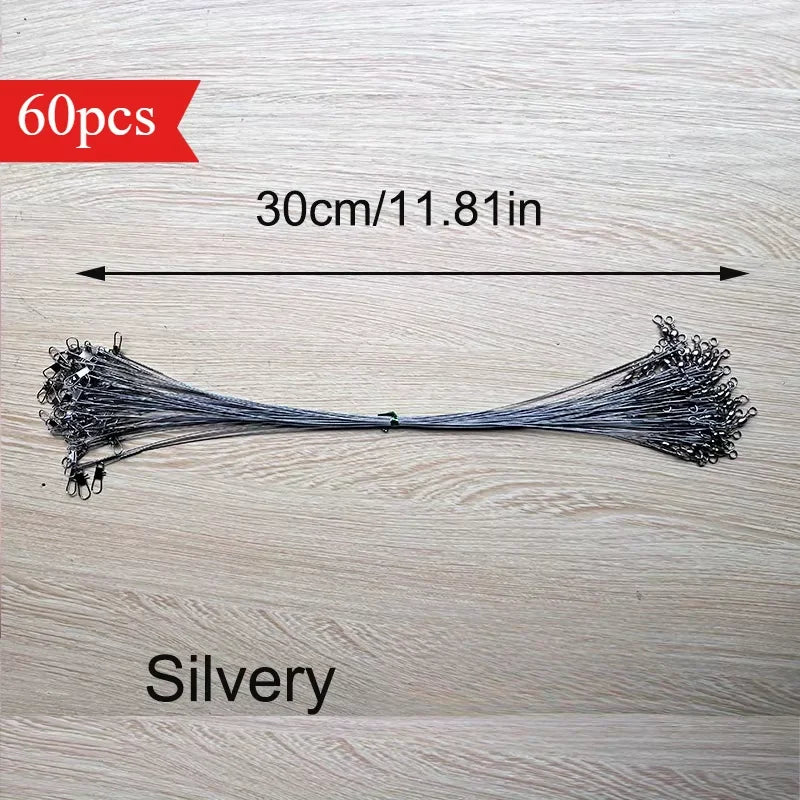 Ackibbik 60pcs Anti Bite Steel Fishing Line 15/25/30cm