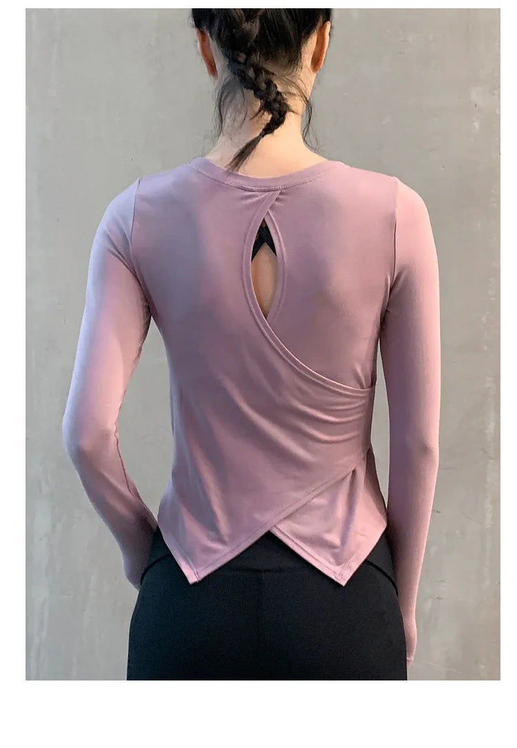 Women Yoga Clothing Tops Sports Long Sleeve T-Shirt