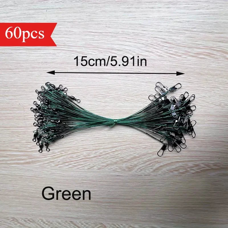 Ackibbik 60pcs Anti Bite Steel Fishing Line 15/25/30cm