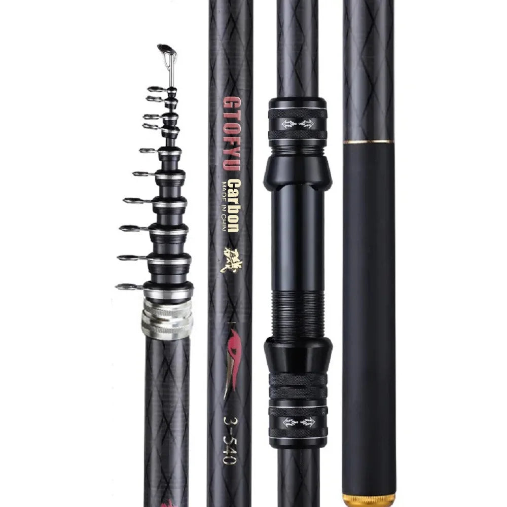 2.7M 3.6M 4.5M 5.4M 6.3M 7.2M Carbon Telescopic Rock Fishing Rod
