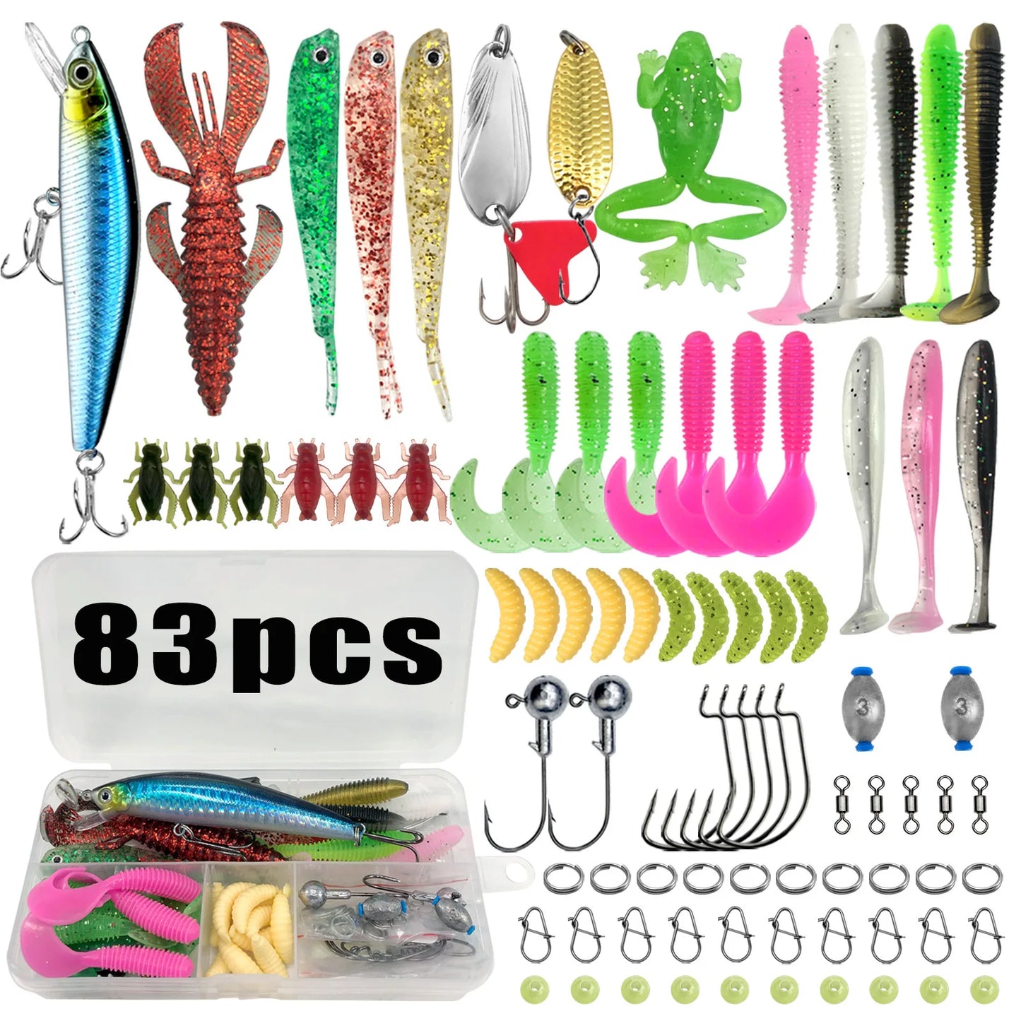 133/83pcs Fishing Lures Kit for Topwater
