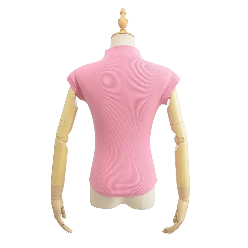 Women Summer Sexy Turtleneck Sleeveless T-Shirts