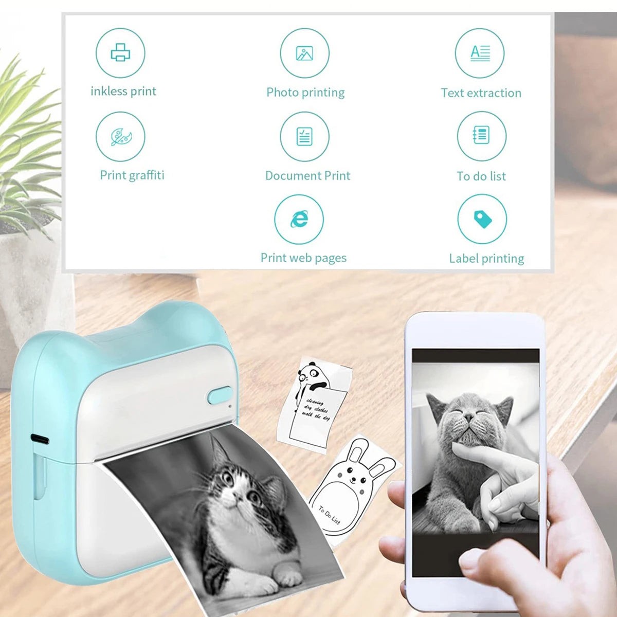 Mini Printer, Portable Thermal Printer