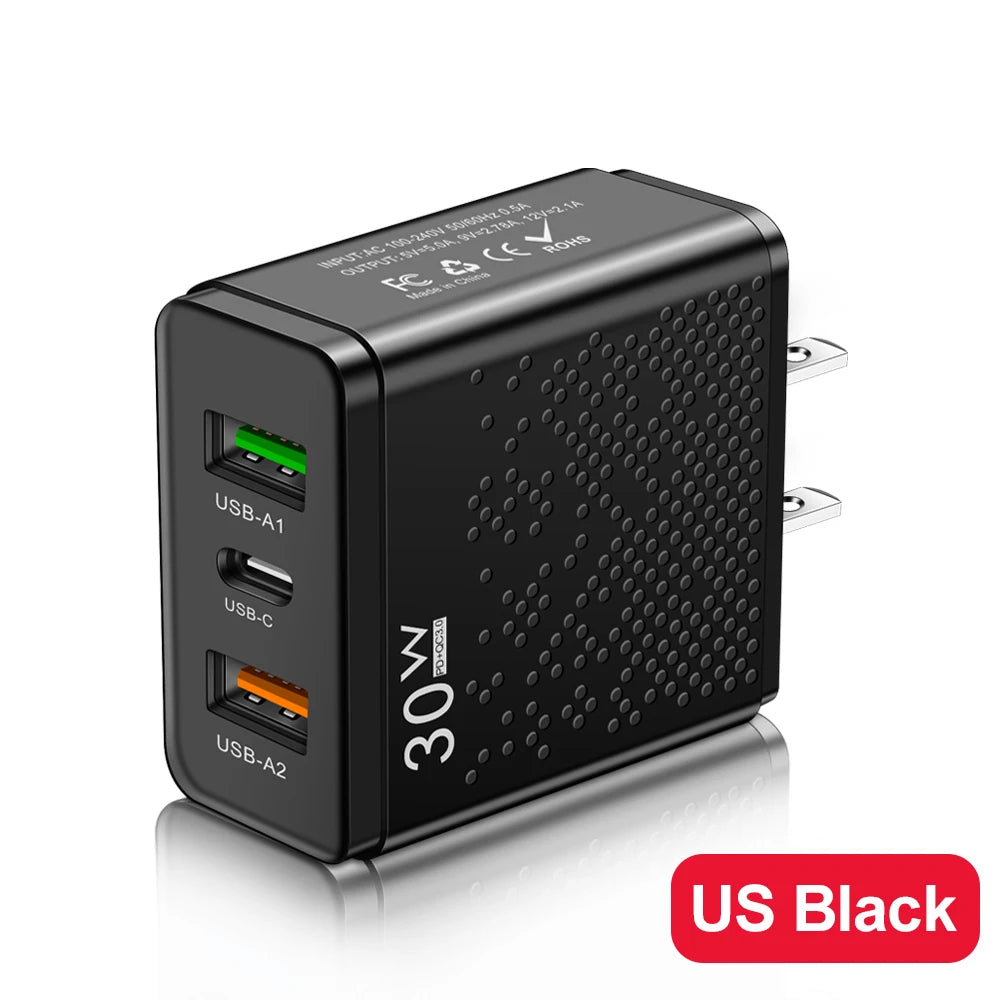 3 Ports 30W USB C Charger PD 30W USB Type C