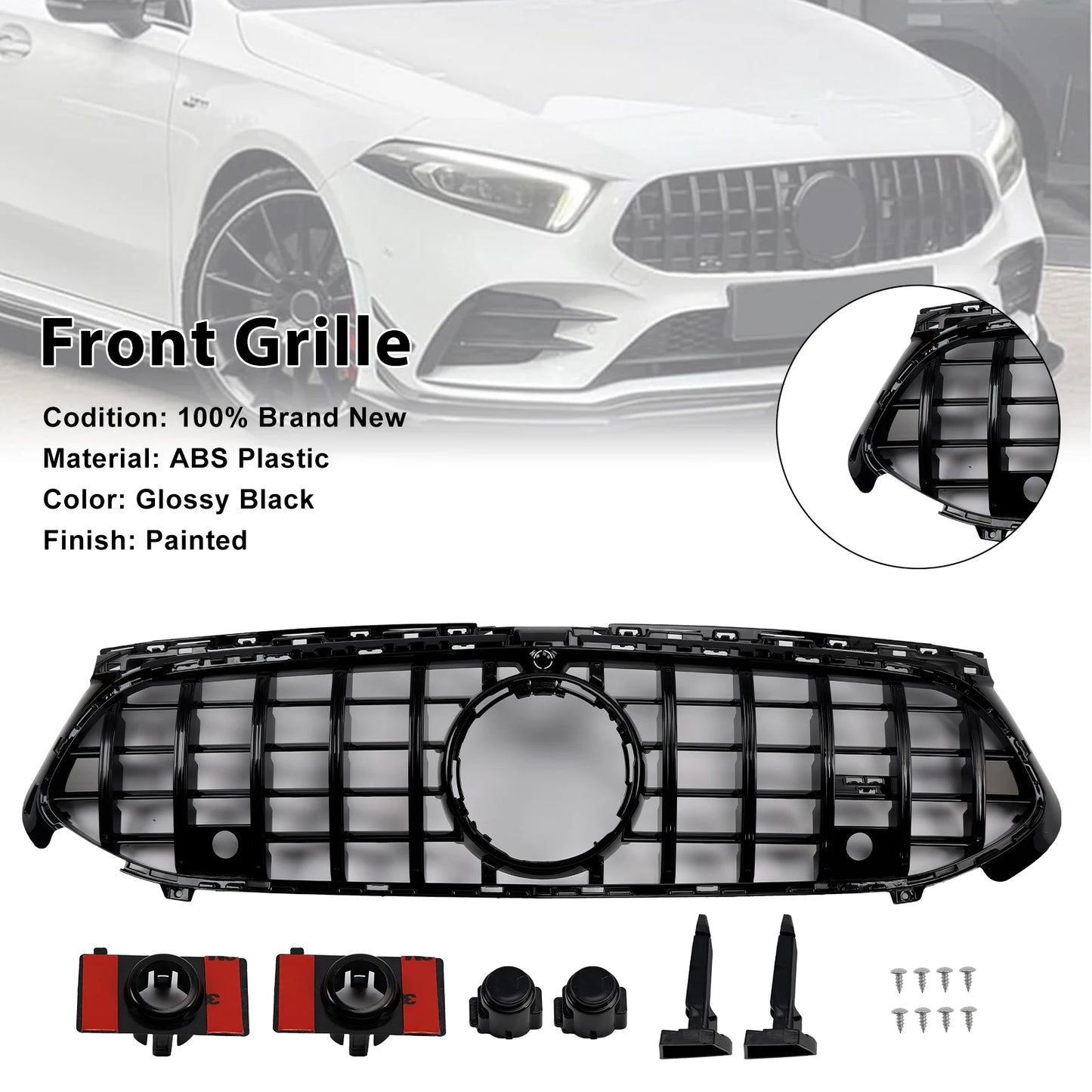 Gloss Black Front Grille Grill Fit for Mercedes A-Class W177 A35 A180 2023 2024 2025