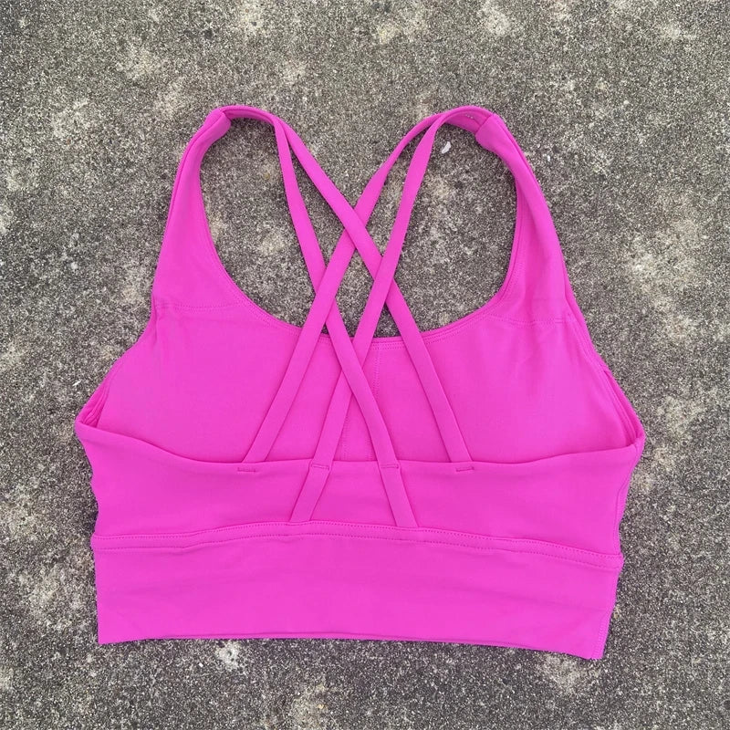 Solid Color Women Cross Back Fitness Underwear Soft Fitness