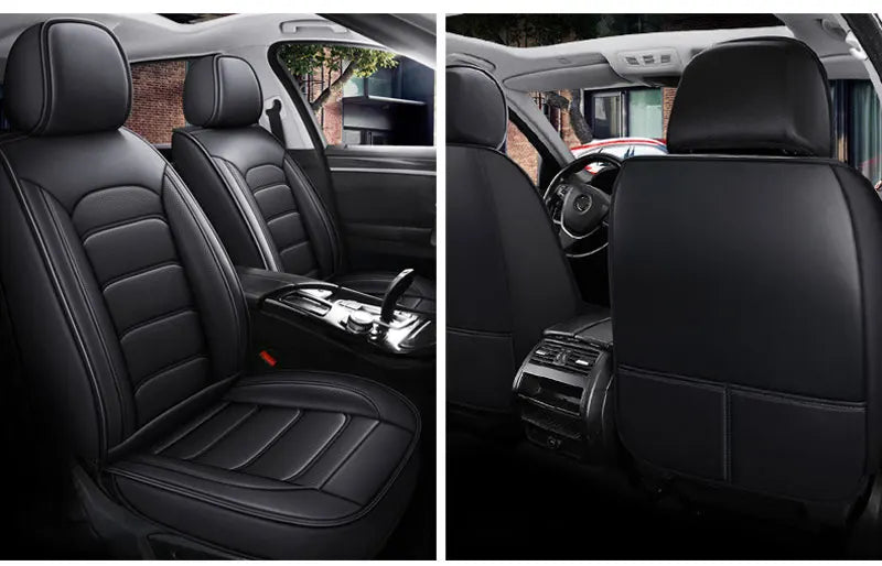 Car Seat Covers Full Set Breathable Leather Auto Front