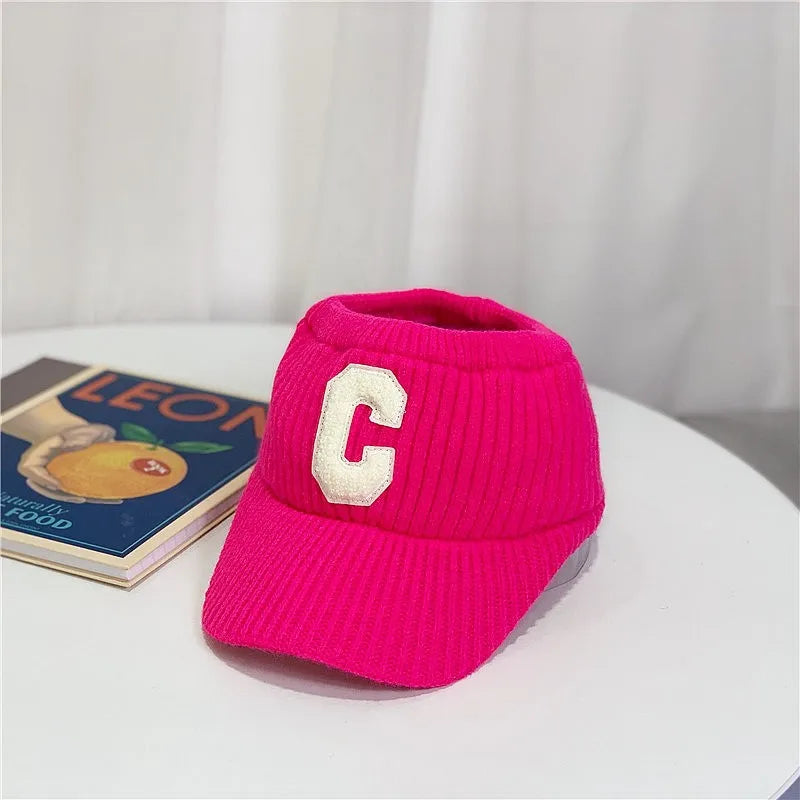 C letter sports hat Unisex winter men solid striped