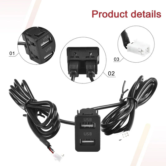Auto Dashboard USB Socket Dash Mount Dual