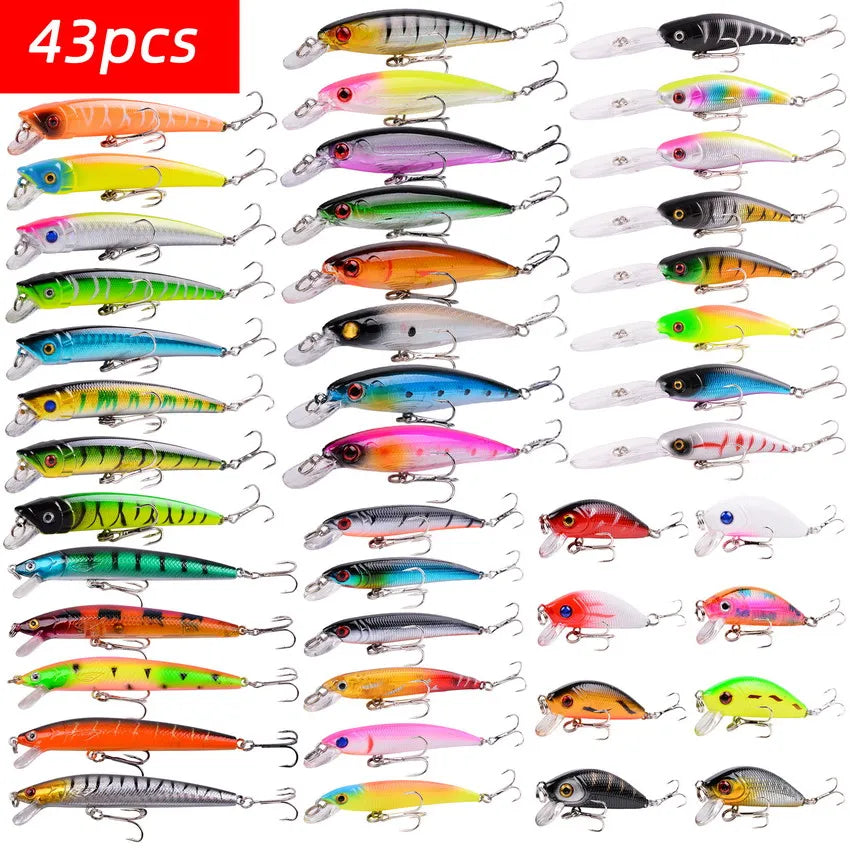 43pcs Mixed Fishing Lures Kit Minnow