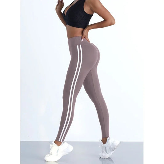 Yogaleggings voor dames, gestreepte, slanke sportbroeken,