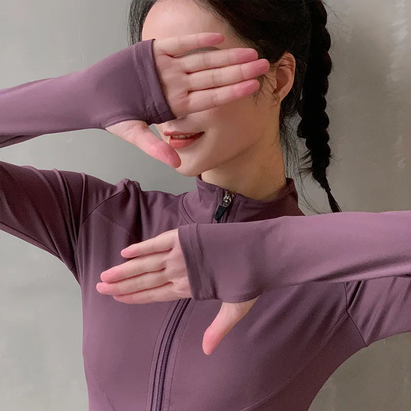 Women Sport Jacket Zipper Yoga Coat Clothes Quick Dry Fitness